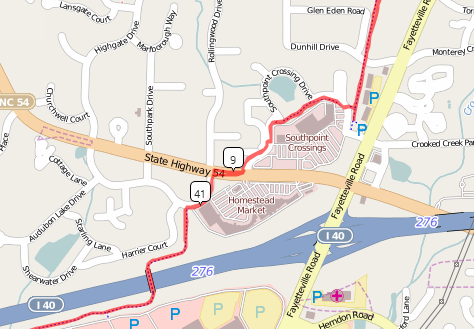 Trail before the bridge over I40. Map © OpenStreetMap & Contributors