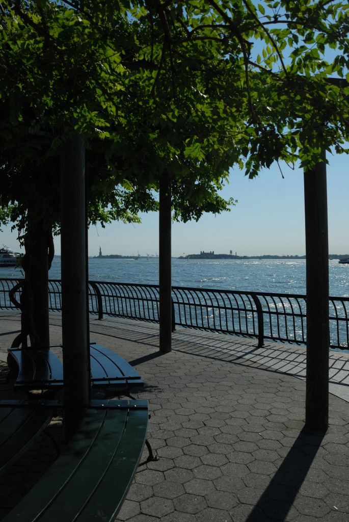 The Statue of Liberty & Ellis Island from the Hudson River Greenway