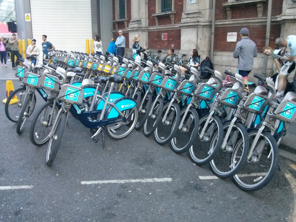 The Boris Bikes ready for us to race!
